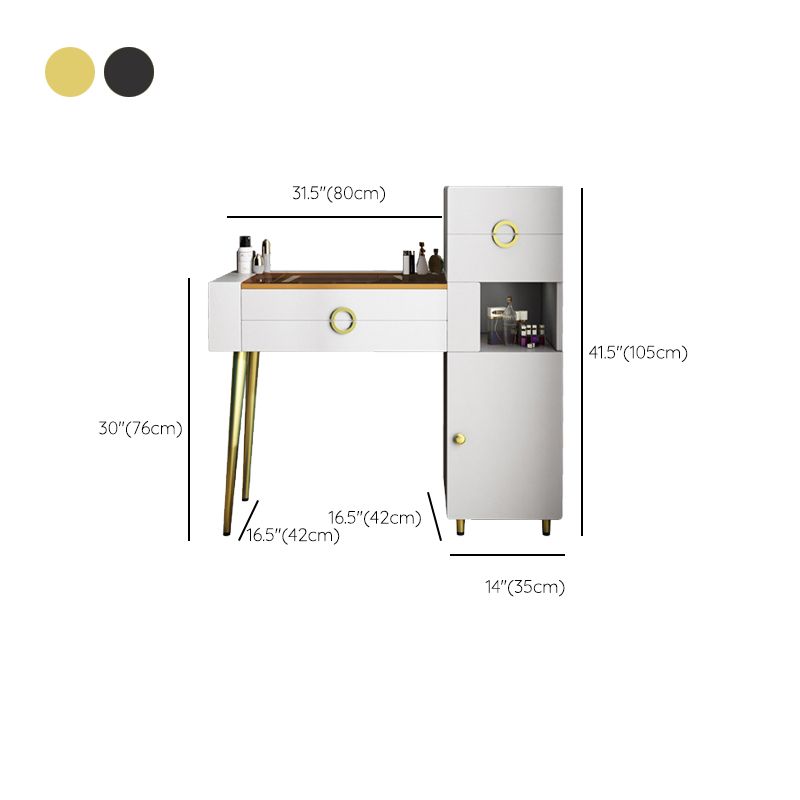 4-Zauberer Glas/Stein-Top-Schminktisch luxuriöser Metallwaschtisch