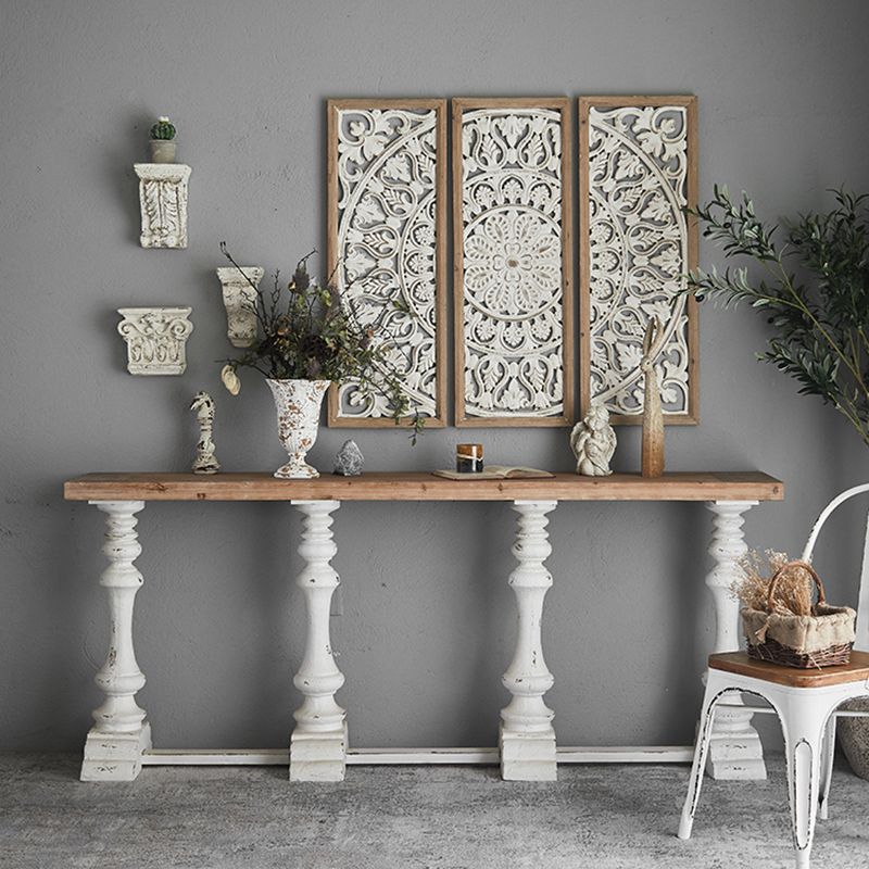 Rectangle French Country Console Table White Wood Sofa Table