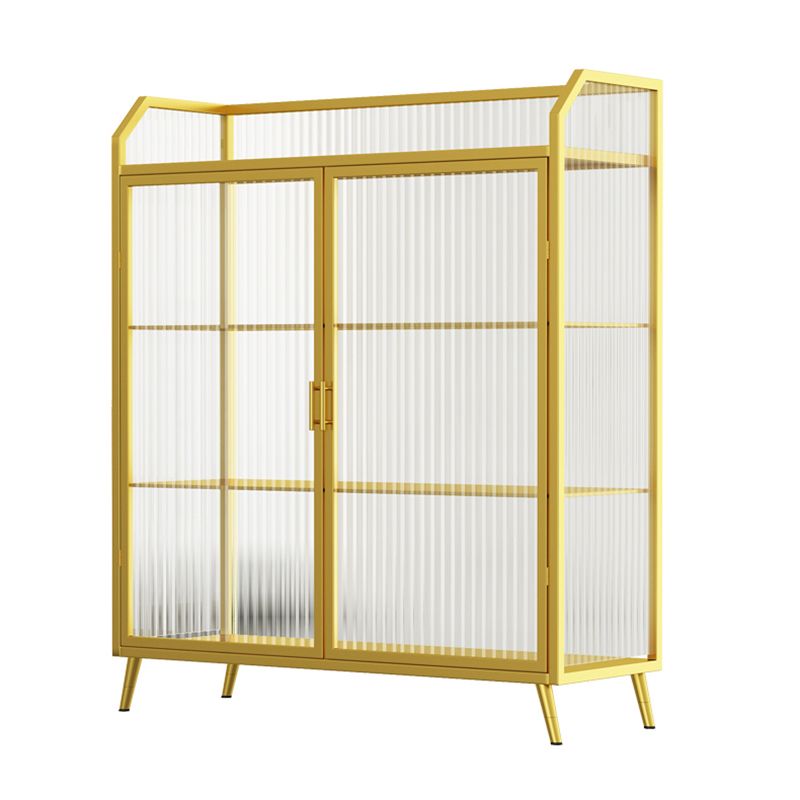 Sideboard moderna con server da pranzo in metallo a 2 porte di vetro con 4 gambe