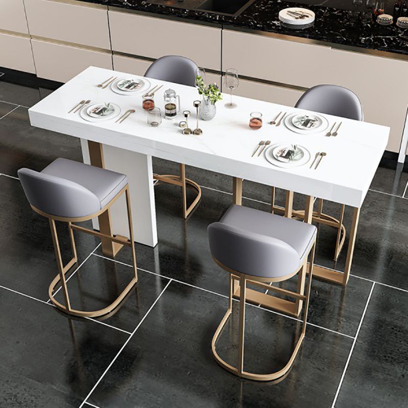 Rectangle Bar Table Contemporary Bar Dining Table with 4 Gold Legs Clearhalo 'Bar Furniture' 'Bar Tables' 'bar_tables' 'furn' 'furn_bar_tables' 'Furniture' 'furniture_bar_tables' 'Kitchen & Dining Furniture' 1200x1200_329282d1-5832-4497-904a-95a0f0aa93a2