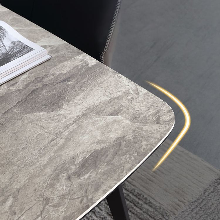 Contemporary Stone Rectangular Dining Table with 4 Steel Foot Clearhalo 'Dining Tables & Seating' 'Dining Tables' 'dining_table' 'furn' 'furn_dining_table' 'Furniture' 'Kitchen & Dining Furniture' 1200x1200_32929f08-0803-4736-9368-48fe47548517