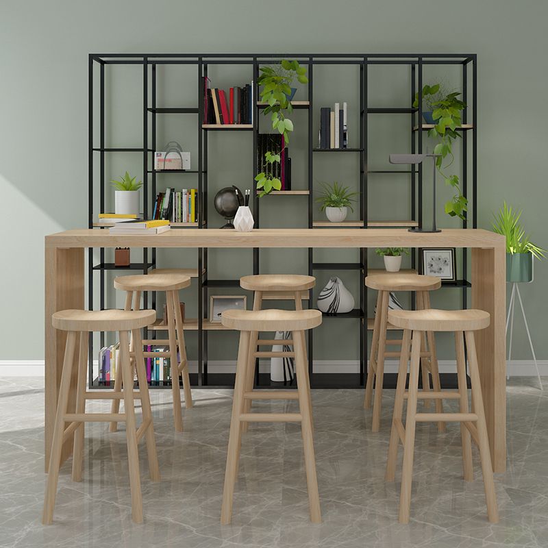 Contemporary Style Solid Wood Bar Stool Table Rectangle Bar Table in Natural