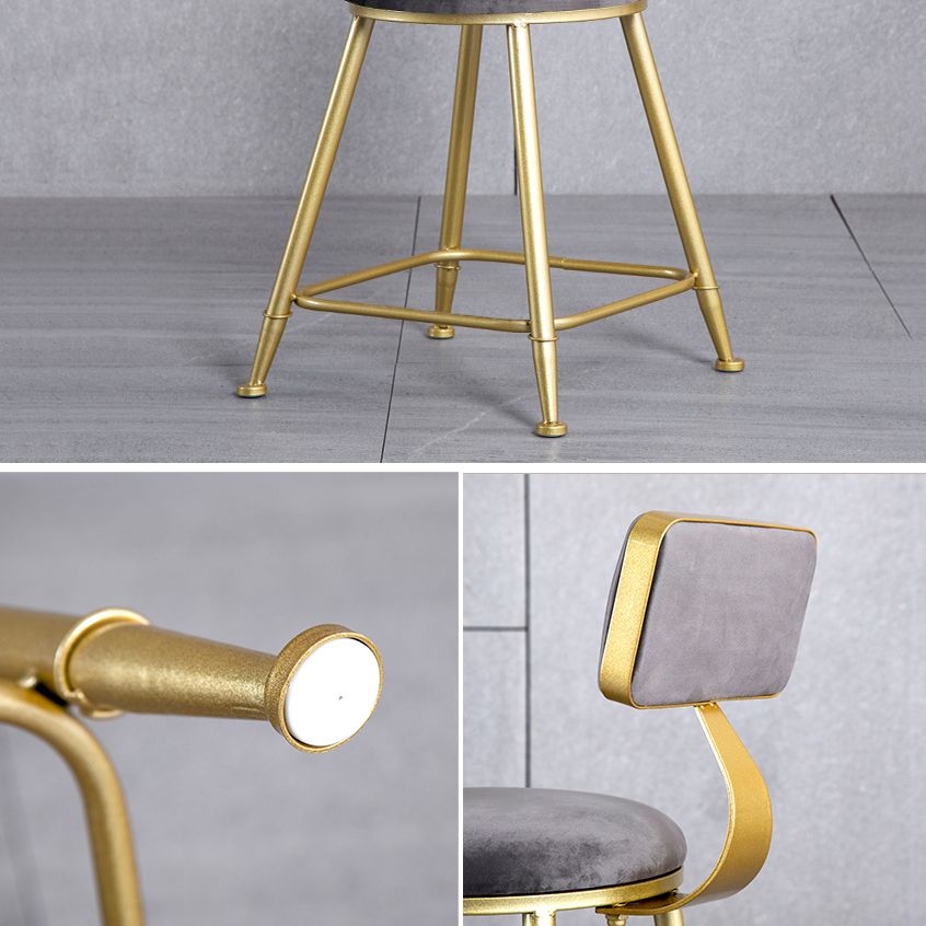Velvet Glam Low Back Bar Stool Round Indoor Counter Stool with Gold Iron Legs Clearhalo 'Bar Furniture' 'Bar Stools' 'bar_stools' 'furn' 'furn_bar_stools' 'furniture_bar_stools' 'Kitchen & Dining Furniture' 'kitchen&dining_furn' 'kitchen' 'kitchen_furn' Furniture' 1200x1200_3296ec47-af51-4d3f-807f-92b9a57afb39