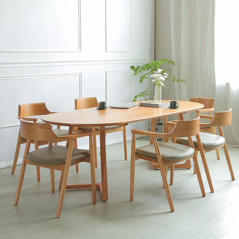 Contemporary Oval Dining Table Solid Wood Dining Table with Sled Base Clearhalo 'Dining Tables & Seating' 'Dining Tables' 'dining_table' 'furn' 'furn_dining_table' 'Furniture' 'furniture_dining_table' 'Kitchen & Dining Furniture' 'kitchen' 'kitchen_dining_table' 1200x1200_32971b68-3aa5-4257-af09-a549b04817f1