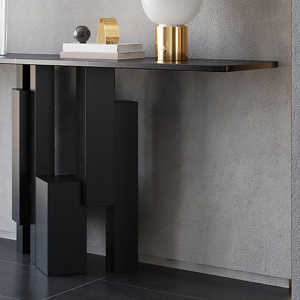 Contemporary Stone Console Table Black Console Sofa Table for Hall