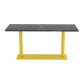 Industrial Sintered Stone Dinner Room Kitchen Table Black Top Table with Yellow Frame Clearhalo ' dining_table' 'Dining Tables & Seating' 'Dining Tables' 'furn' 'furn_dining_table' 'Furniture' 'furniture_dining_table' 'Kitchen & Dining Furniture' 'kitchen&dining_furn' 'kitchen' 'kitchen_dining_table' 1200x1200_329837ad-ed52-4574-83d1-34e6d301af20