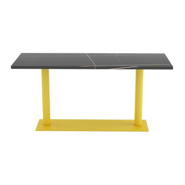 Industrial Sintered Stone Dinner Room Kitchen Table Black Top Table with Yellow Frame Clearhalo ' dining_table' 'Dining Tables & Seating' 'Dining Tables' 'furn' 'furn_dining_table' 'Furniture' 'furniture_dining_table' 'Kitchen & Dining Furniture' 'kitchen&dining_furn' 'kitchen' 'kitchen_dining_table' 1200x1200_329837ad-ed52-4574-83d1-34e6d301af20