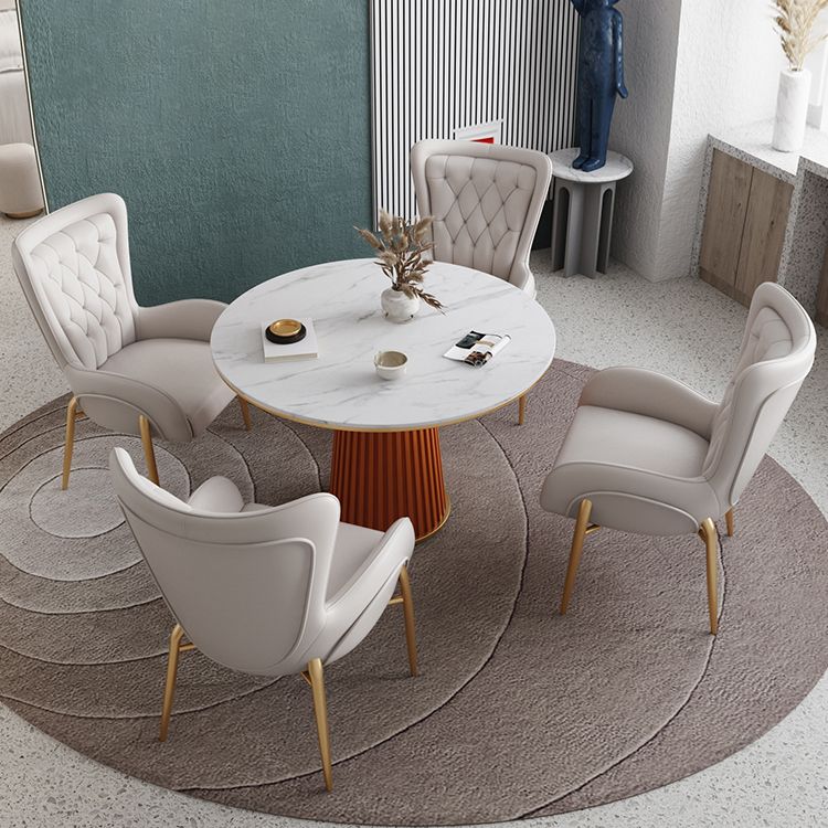 Minimalist Kitchen Standard Dining Table White Sintered Stone Dining Table with Pedestal Base Clearhalo ' dining_table' 'Dining Tables & Seating' 'Dining Tables' 'furn' 'furn_dining_table' 'Furniture' 'furniture_dining_table' 'Kitchen & Dining Furniture' 'kitchen&dining_furn' 'kitchen' 'kitchen_dining_table' 1200x1200_329b74fe-4d36-4bef-893e-7ef535cb4717