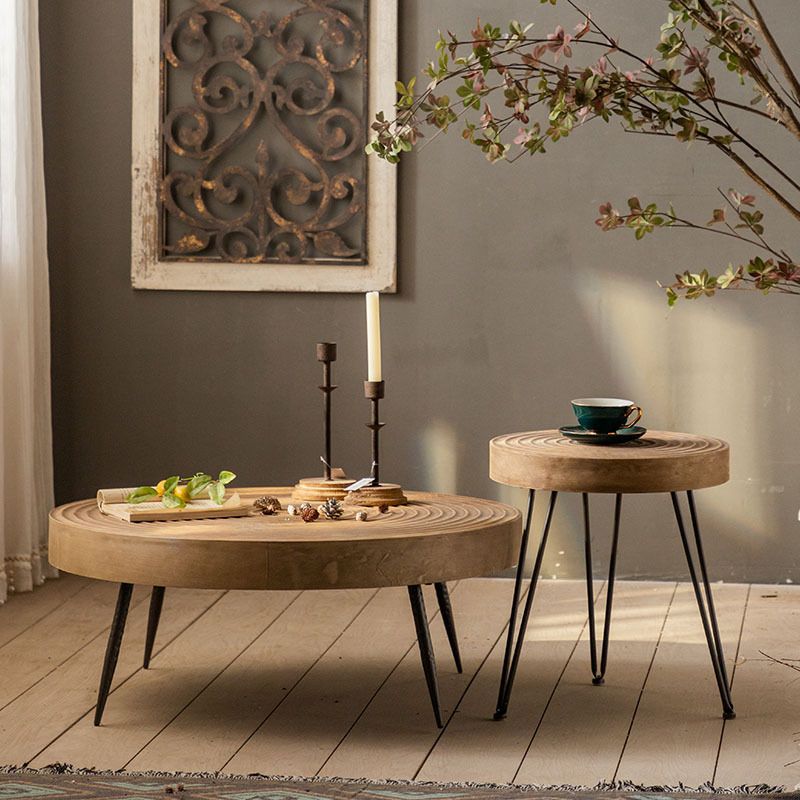 Scandinavian Solid Wood Cocktail Coffee Metal Round Coffee Table Clearhalo 'Coffee & Accent Tables' 'Coffee Tables' 'coffee_tables' 'furn' 'furn_coffee_tables' 'Furniture' 'Living Room Furniture' 1200x1200_329c059a-f103-4fdc-aab6-3d8b609bb1e9