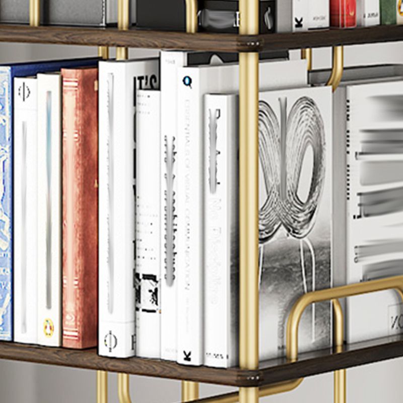 Glam Open Etagere Bookshelf Iron Frame Rubber Wood Shelf Bookshelf Clearhalo 'Bookcases' 'furn' 'furn_bookcases' 'Furniture' 'furniture_bookcases' 'kitchen' 'kitchen_bookcases' 'Living Room Furniture' 'Office Furniture' 1200x1200_329e67f8-923c-4234-9b74-6ac1c3059cab