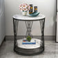 Contemporary Storage Frame End Table Round End Table with Slate Top