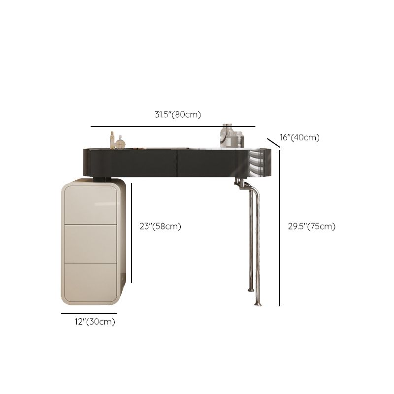 Tavolo da scrivania per trucco nero per trucco in legno con cassetto