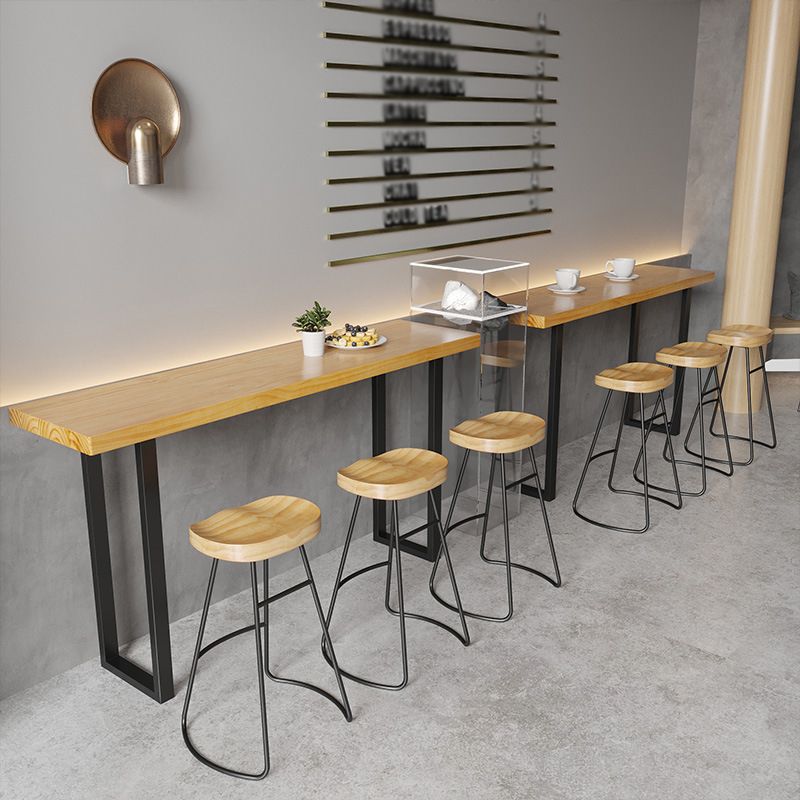 Solid Wood Bar Table Industrial Bar Dining Table with Black Sled Base Clearhalo 'Bar Furniture' 'Bar Tables' 'bar_tables' 'furn' 'furn_bar_tables' 'Furniture' 'furniture_bar_tables' 'Kitchen & Dining Furniture' 1200x1200_32a4943d-bff0-4af1-be54-1c3bf24cd03e