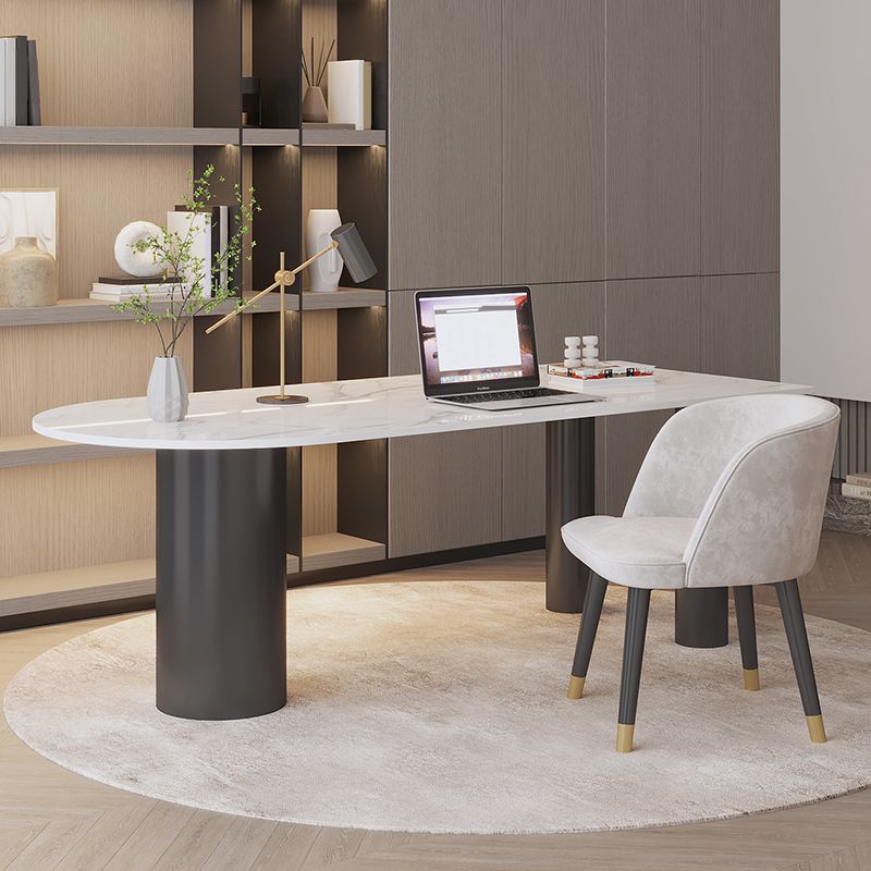 Convertisseur debout piédestal moderne Bureau d'écriture blanc avec des jambes en métal