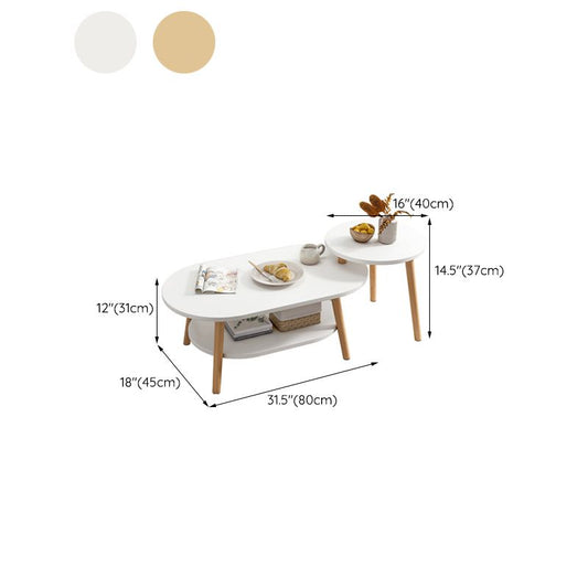 Mesa de café de cuatro piernas café o mesa de madera artificial con estante