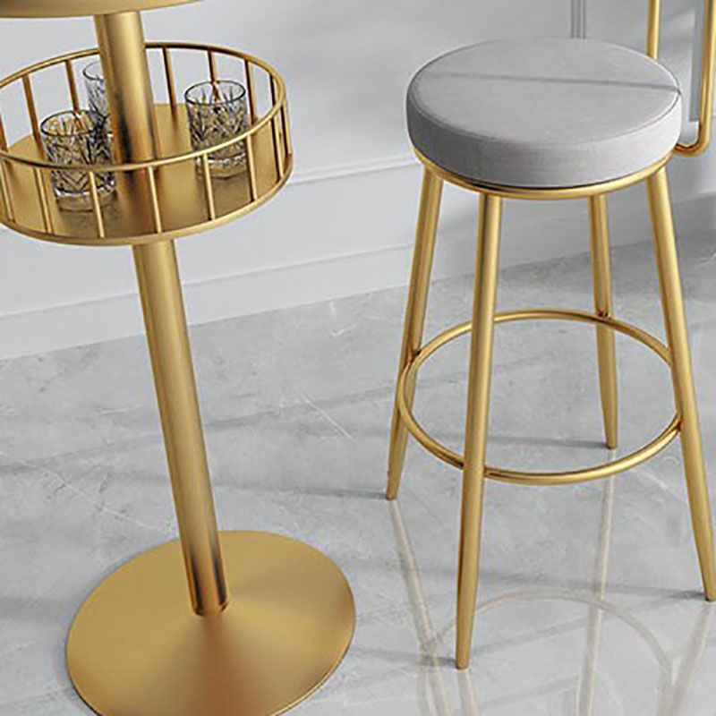 Marble Indoor Glam Bar Dining Table Iron Bistro Table with Single Pedestal Clearhalo 'Bar Furniture' 'Bar Tables' 'bar_tables' 'furn' 'furn_bar_tables' 'Furniture' 'furniture_bar_tables' 'Kitchen & Dining Furniture' 'kitchen&dining_furn' 'kitchen' 1200x1200_32a67f57-1616-4814-9cf8-3ad563ecda7f