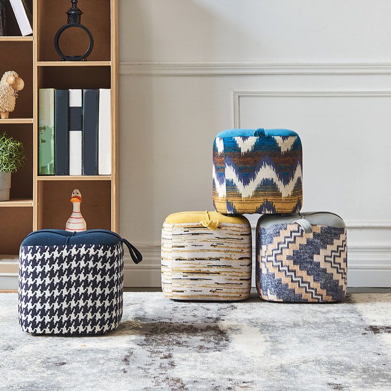 Color Block Fabric Standard Stool Modern Simple Upholstered Ottoman Clearhalo 'furn' 'furn_ottomans_poufs' 'Furniture' 'Living Room Furniture' 'Ottomans & Poufs' 'ottomans_poufs' 1200x1200_32a6b0bf-dabb-47f4-a00a-31081b10e0b8