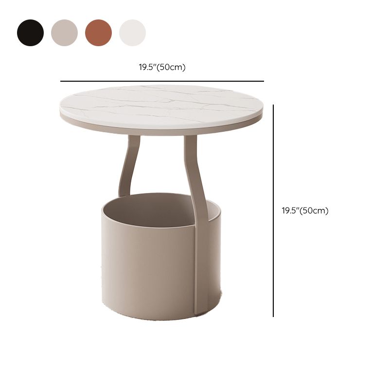 Modern 19.68-inch Tall Metal Abstract Side Table Round Top End Table with Storage Clearhalo 'Coffee & Accent Tables' 'End & Side Tables' 'end_side_tables' 'furn' 'furn_end_side_tables' 'Furniture' 'Living Room Furniture' 1200x1200_32a74ed3-89cf-42a5-992d-c9b44e8efcc0