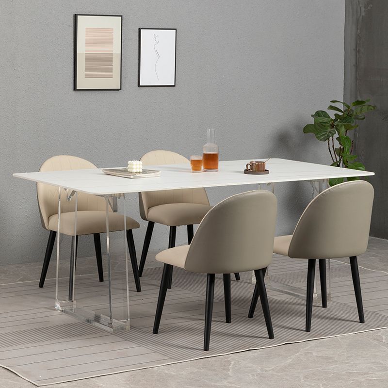 Sintered Stone Top Dining Table Rectangle Dining Table with Acrylic Double Pedestal Base Clearhalo ' dining_table' 'Dining Tables & Seating' 'Dining Tables' 'furn' 'furn_dining_table' 'Furniture' 'furniture_dining_table' 'Kitchen & Dining Furniture' 'kitchen&dining_furn' 'kitchen' 'kitchen_dining_table' 1200x1200_32a9ee39-f095-46b7-b579-4db85b6c41a2