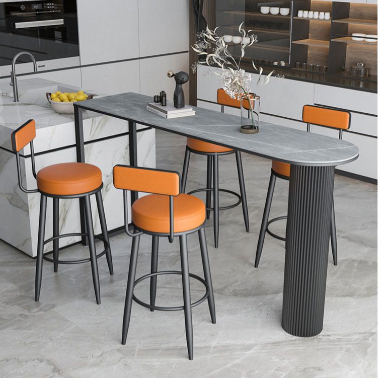 Glam Stone Pub Bar Table Indoor Iron Double Pedestal Bar Dining Table Clearhalo 'Bar Furniture' 'Bar Tables' 'bar_tables' 'furn' 'furn_bar_tables' 'Furniture' 'furniture_bar_tables' 'Kitchen & Dining Furniture' 'kitchen&dining_furn' 'kitchen' 1200x1200_32aa2eef-b870-42e0-b287-035da1b3e36f