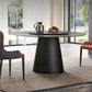 Black Stone Top Dining Table Contemporary Dining Table with Pedestal Base