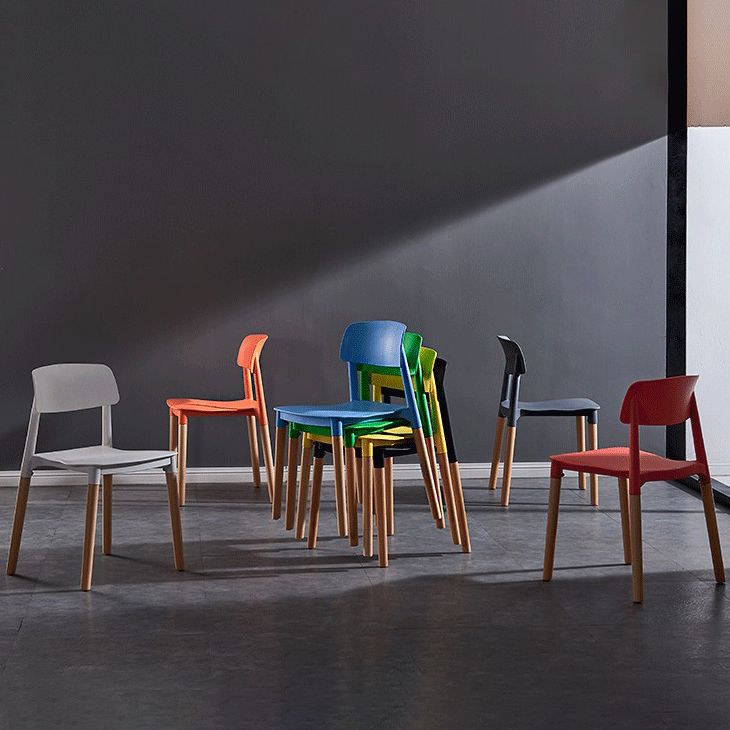 Modern Square Open Back Dining Chair Plastic Stackable Side Dining Chairs for Kitchen Clearhalo ' kitchen&dining_furn' 'Dining Chairs' 'Dining Tables & Seating' 'dining_chair' 'furn' 'furn_dining_chair' 'Furniture' 'furniture_dining_chair' 'Kitchen & Dining Furniture' 'kitchen' 1200x1200_32aaee98-42f8-475d-b7a3-9531e2704060