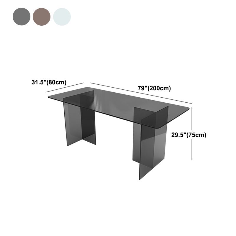 Acrylic Contemporary Rectangular Dining Table Clear Glass Table with Double Pedestal Base Clearhalo ' dining_table' 'Dining Tables & Seating' 'Dining Tables' 'furn' 'furn_dining_table' 'Furniture' 'furniture_dining_table' 'Kitchen & Dining Furniture' 'kitchen&dining_furn' 'kitchen' 'kitchen_dining_table' 1200x1200_32ad8a4f-7e66-4a20-97f5-62ecab15545e