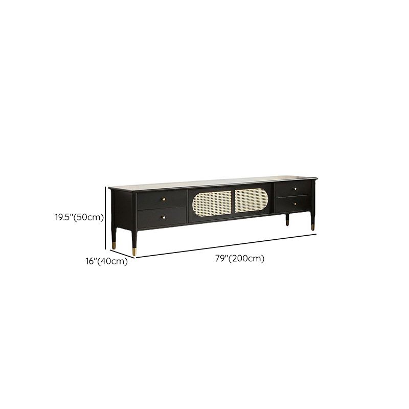 TV-Medienkonsole aus massivem Holz. Moderne TV-Konsole mit 4 Schubladen
