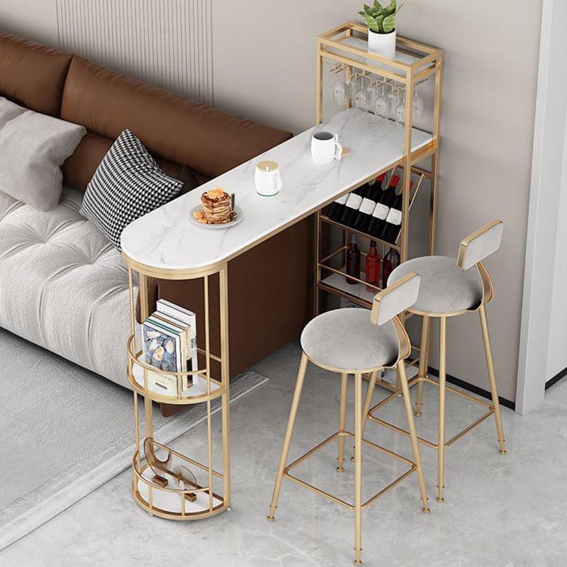 Tavolo da bar per cocktail bar in pietra per interno moderno tavolo da bar a doppio piedistallo