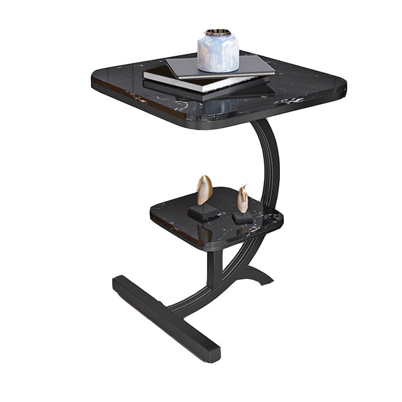 Double Tier Square Slate Top End Table Metal C Side Table for Living Room Clearhalo 'Coffee & Accent Tables' 'End & Side Tables' 'end_side_tables' 'furn' 'furn_end_side_tables' 'Furniture' 'Living Room Furniture' 1200x1200_32af05fe-dfad-4bed-91ca-b830a021aad6