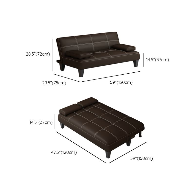 Faux Leather Pillow Top Arms /Armless Sleeper Sofa Bed Biscuit Back Convertible Sofas Clearhalo 'furn' 'furn_futons' 'Furniture' 'Futons & Daybeds' 'Futons' 'Living Room Furniture' 1200x1200_32affa6e-2244-487f-b0a2-2f4f54aa876c
