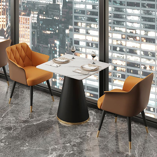 Modern Style Dining Table Sintered Stone Table with Metal Base