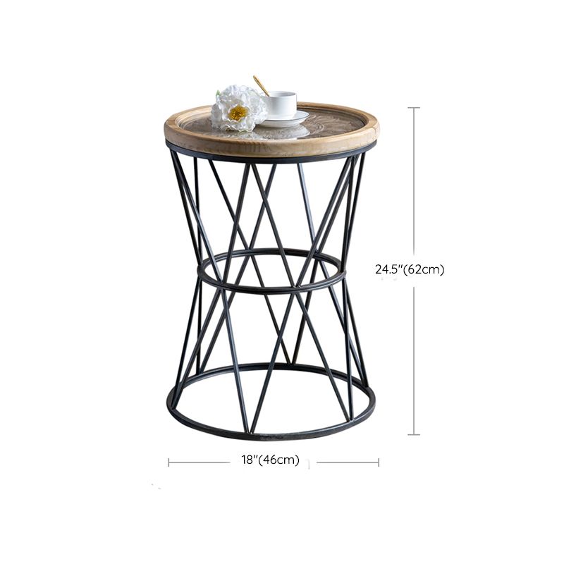 Houten en metalen zijkant snacktafel rustieke stijl massieve houten eindtafel