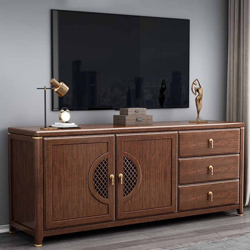 Vintage Brown Media Console Walnut Stand Console with Drawers Clearhalo 'furn' 'furn_tv_stands_entertainment_centers' 'Furniture' 'Living Room Furniture' 'TV Stands & Entertainment Centers' 'TV Stands & Media Storage Furniture' 'tv_stands_entertainment_centers' 1200x1200_32b04d73-5a8c-4986-abd9-d983d5de4d16