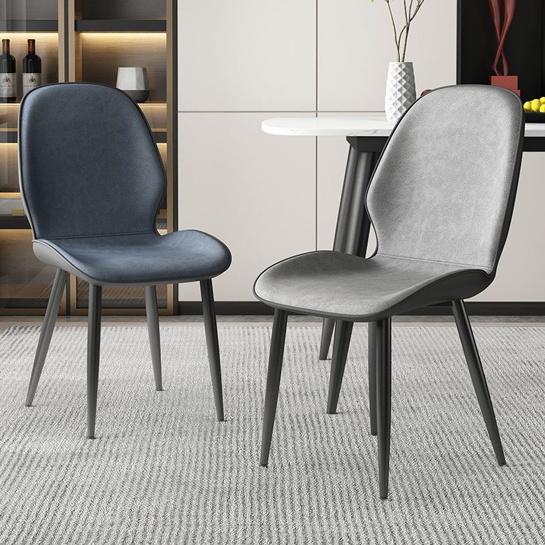 Contemporary Metal Dining Room Chairs Leather Dining Armless chairs for Home Use Clearhalo ' kitchen&dining_furn' 'Dining Chairs' 'Dining Tables & Seating' 'dining_chair' 'furn' 'furn_dining_chair' 'Furniture' 'furniture_dining_chair' 'Kitchen & Dining Furniture' 'kitchen' 1200x1200_32b05fbd-49cf-4e78-bfbf-b9b91f795ec6