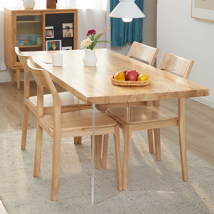 Natural Finish Dining Table Set with Acrylic Base 1/2/5/7 Pcs Ash Wood Dinette Set Clearhalo 'Dining Room Sets' 'Dining Tables & Seating' 'dining_room_set' 'furn' 'furn_dining_room_set' 'Furniture' 'Kitchen & Dining Furniture' 1200x1200_32b07fdd-8fd6-4dec-a1f1-97ee710ab38e