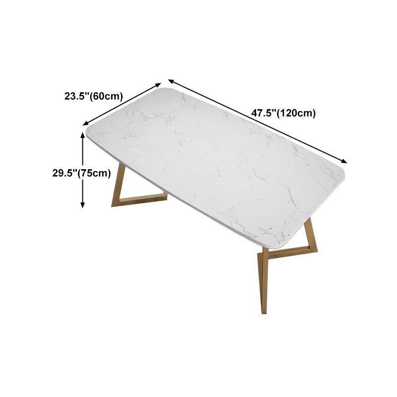 White Stone Top Dining Table Glam Style Gold Base Dining Table for Living Room Clearhalo 'Dining Tables & Seating' 'Dining Tables' 'dining_table' 'furn' 'furn_dining_table' 'Furniture' 'furniture_dining_table' 'Kitchen & Dining Furniture' 1200x1200_32b184da-5724-4c2e-82b9-887689d1db47