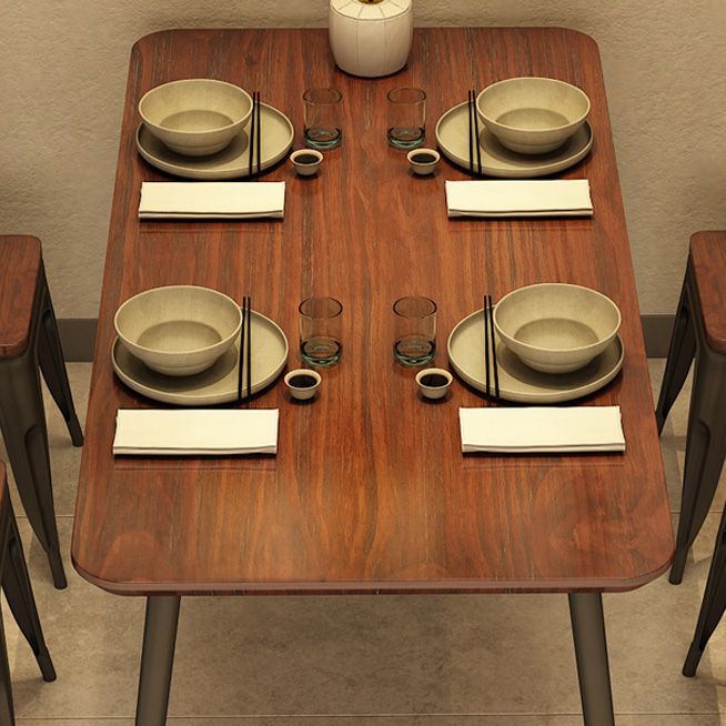 Industrial Rectangle Dining Table Solid Wood Top Dining Table for Restaurant