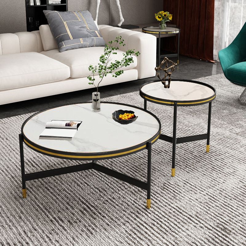 Round Slate 3 Legs Coffee Cocktail Table 2-Piece Coffee Table Set Clearhalo 'Coffee & Accent Tables' 'Coffee Tables' 'coffee_tables' 'furn' 'furn_coffee_tables' 'Furniture' 'Living Room Furniture' 1200x1200_32b677a8-6d12-4307-b565-360050ff1418