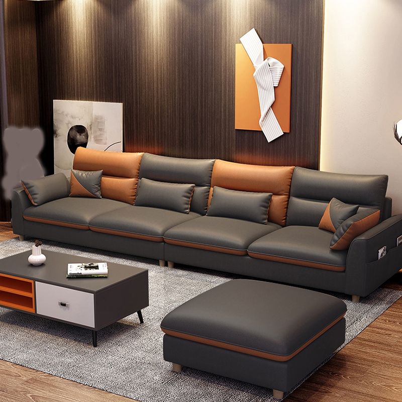 Faux Leather Sectional Sofa with Storage 35.43" High Sofa with Cushion Back