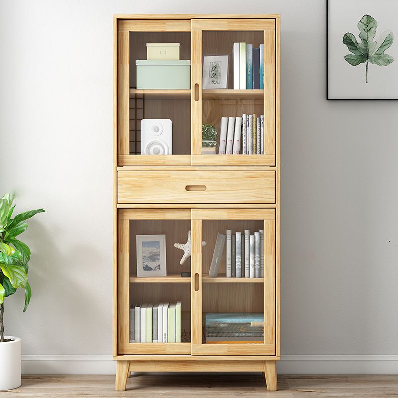 Mobile contemporaneo cabinet laterale naturale con vetro