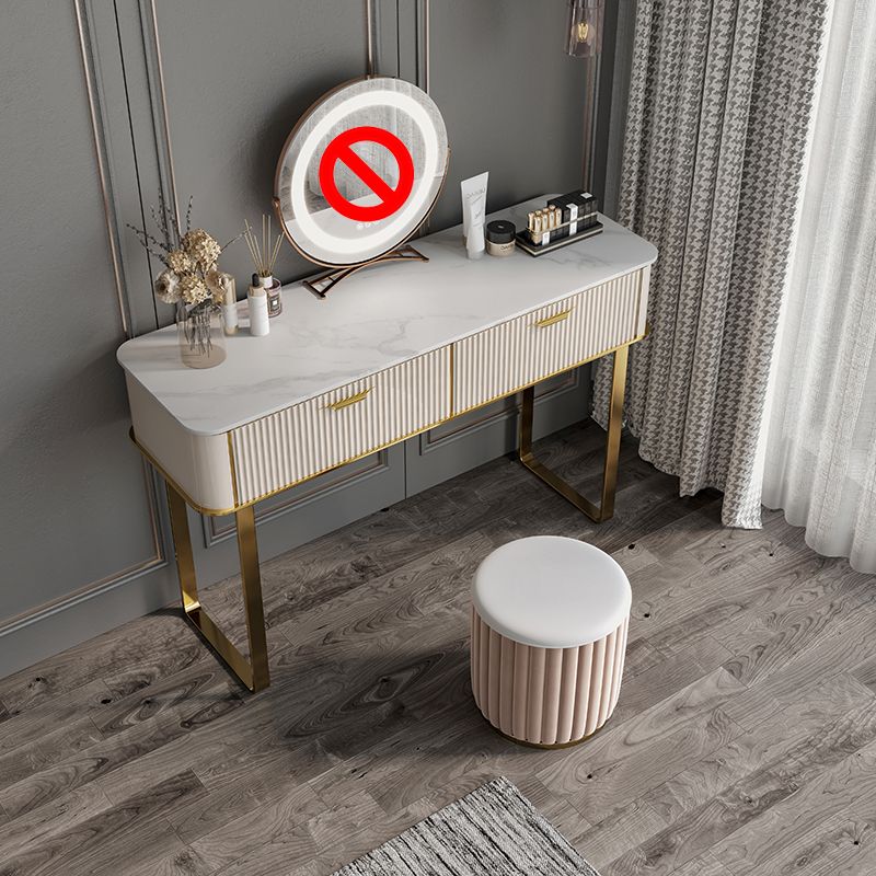 Beige Make-up Vanity Metal Dressing Table Stool Set with Drawers Clearhalo 'Bedroom Furniture' 'furn' 'furn_makeup_vanities' 'Furniture' 'Makeup Vanities' 'makeup_vanities' 1200x1200_32ba62eb-70be-4ae8-8cb7-0aa8b8f4829a