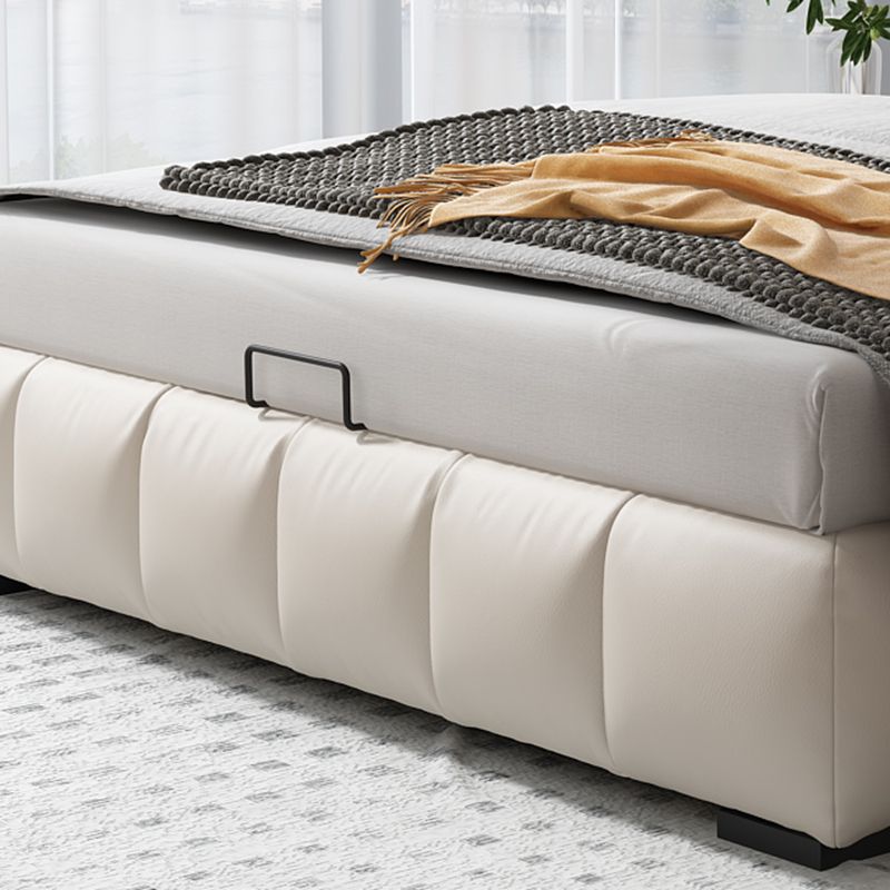 Wood and Upholstered Headboard Platform Bed Rectangular Panel Bed