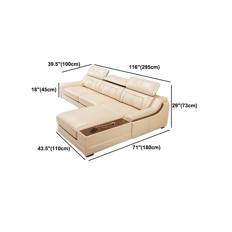 Divano e chaise con armi inclinate resistenti alla vera pelle contemporanea divano e chaise