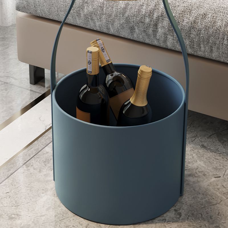 19.68" Tall Round Tray Top Side Table Iron Pedestal End Table with Storage