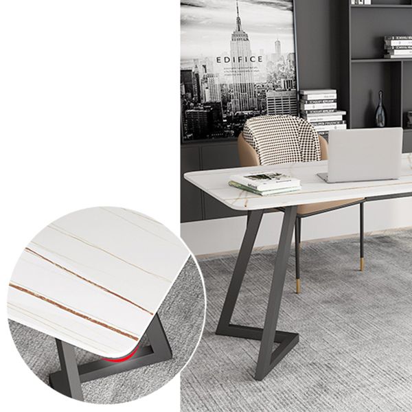 Curved Modern Style Working Table Sintered Stone Writing Table Clearhalo 'Furniture' 'furniture_office_desk' 'Office Desks' 'Office Furniture' 'office_desk' 1200x1200_32bd4950-7f38-4751-9b19-4cc1ba0a00e5