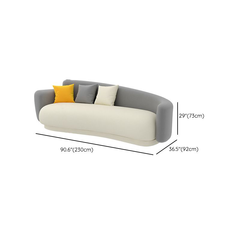 Contemporary Tight Back Curved Sofa with Pillow, Leather Tuxedo Arm Sofa