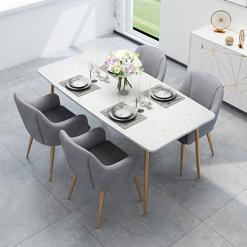 Glam Style Sintered Stone Dining Set Rectangle 1/4/5/7 Pieces Dining Set Clearhalo 'Dining Room Sets' 'Dining Tables & Seating' 'dining_room_set' 'furn' 'furn_dining_room_set' 'Furniture' 'Kitchen & Dining Furniture' 1200x1200_32bfa372-c343-452d-a3e5-511a56c6be75
