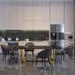 Juego de mesa de comedor interior Glam, juego de comedor con caballete rectangular de 1/4/5/7 piezas en negro
