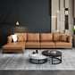 Faux Leather Sofa with Pillow Top Arm for Living Room in Orange